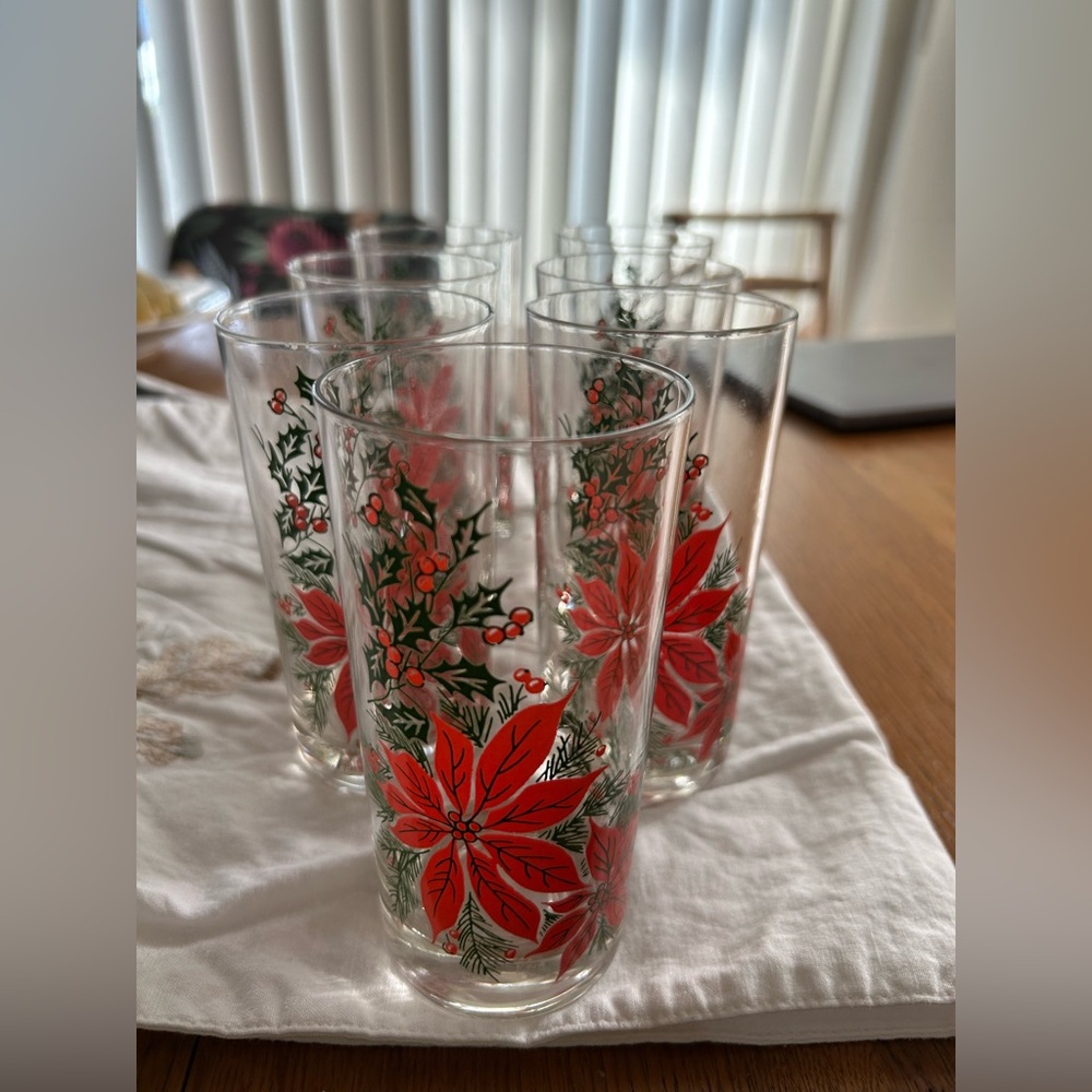 LIBBEY VINTAGE Mid Century Modern Holiday Glasses, Set of 7